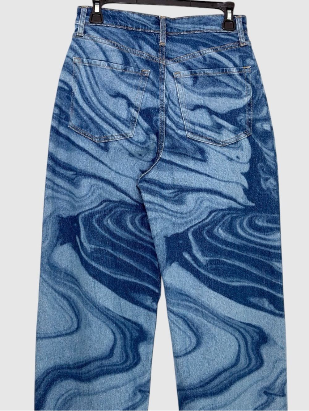 Wild Fable Baggy Wide Leg Jeans Blue Fluid Print Swirl Warped Psychedelic Y2K S - Picture 4 of 8